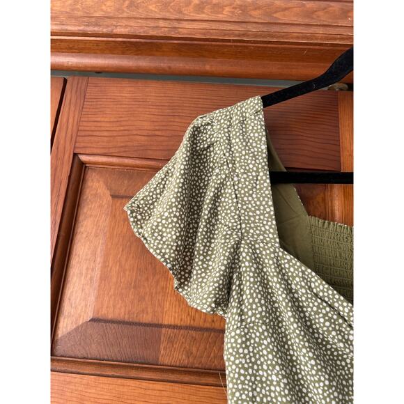 Abercrombie & Fitch Women's Knot Front Mini Dress Polka Dot Green White Size S - Picture 3 of 11